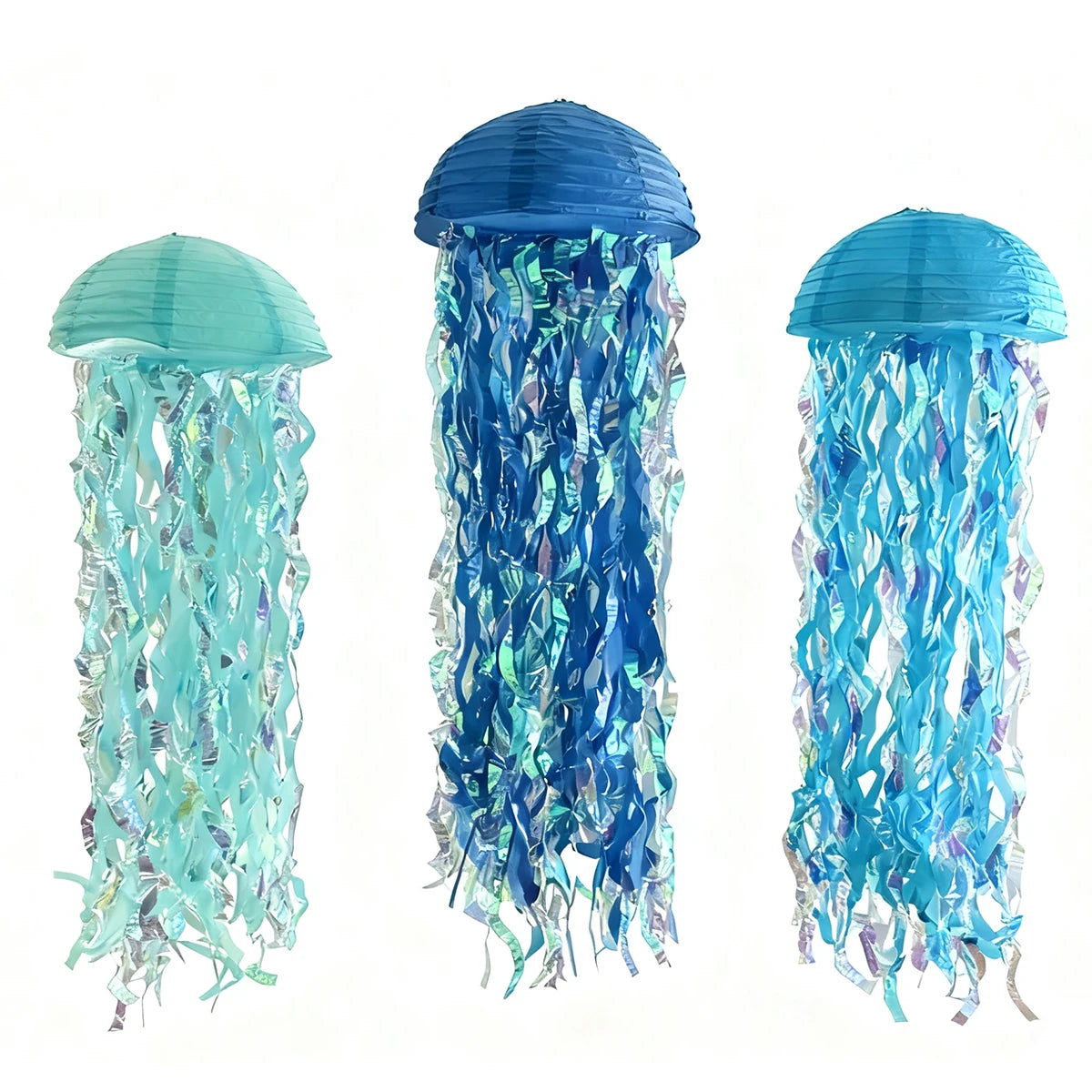 Lot de 3 Lanternes Méduse Bleues 25cm