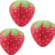 Lot de 3 Lanternes Fraise Déco Festive
