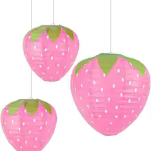 Lot de 3 Lanternes Fraise Déco Festive