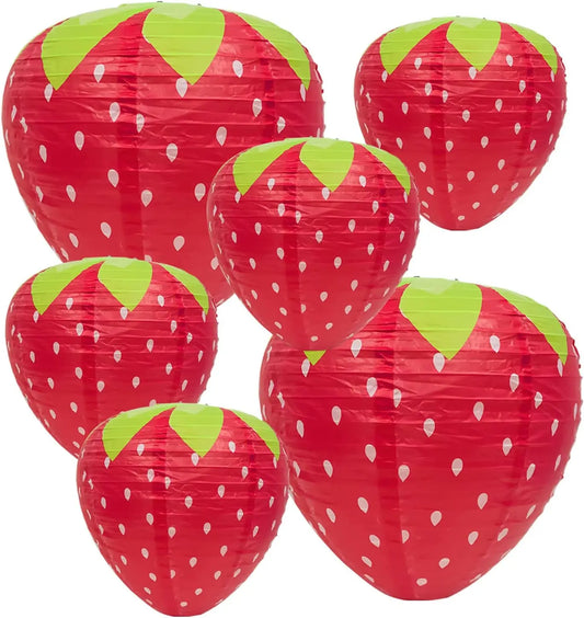 Lot de 3 Lanternes Fraise Déco Festive