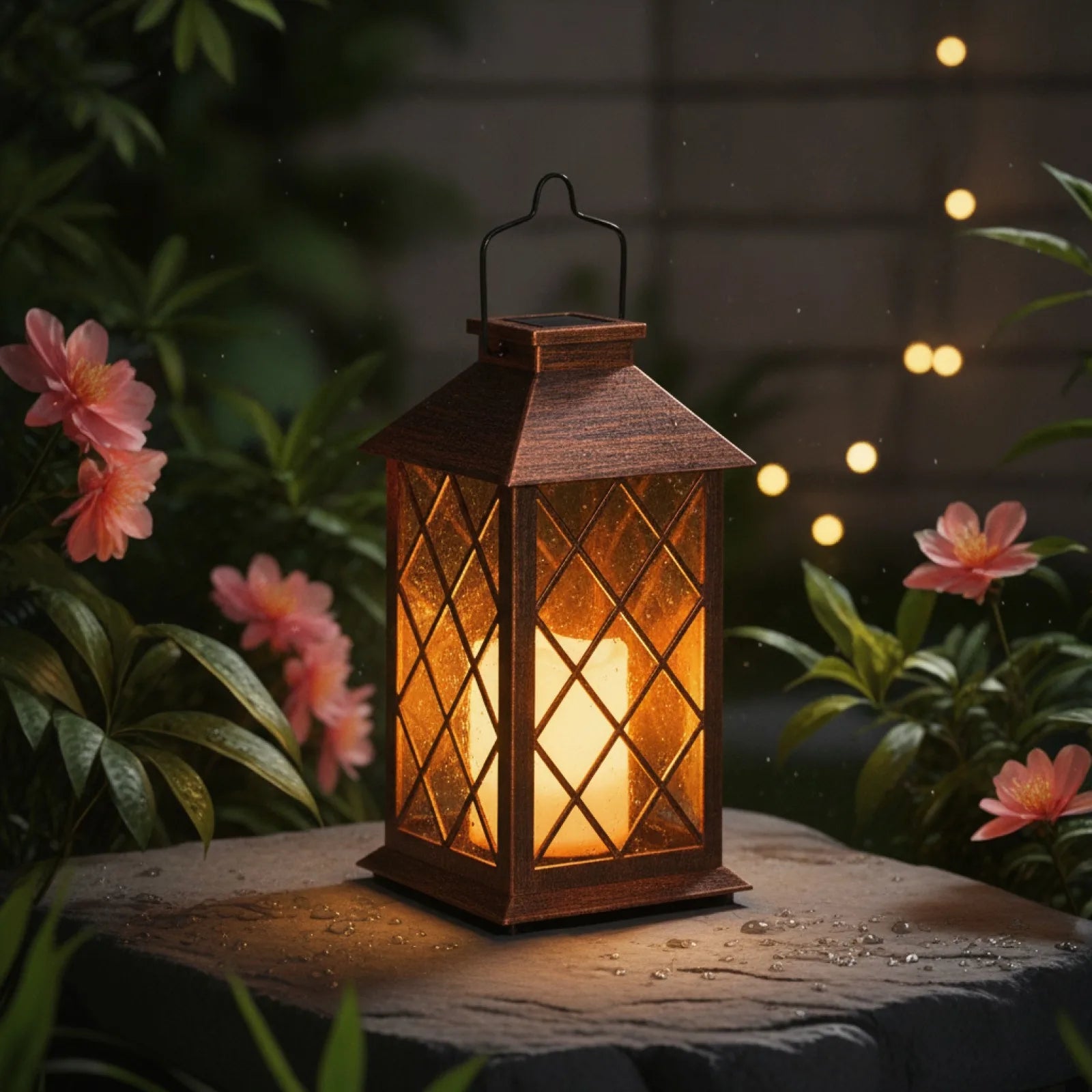 Lanterne Solaire Effet Bougie Étanche