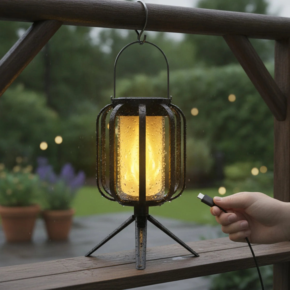 Lanterne Solaire Extérieure Flamme Dansante