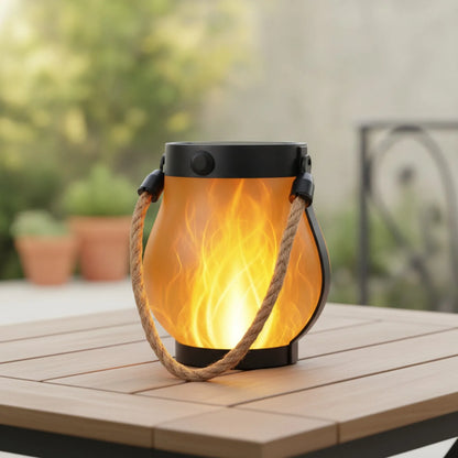 Lanterne Solaire Flamme 3D Ambiance Extérieure
