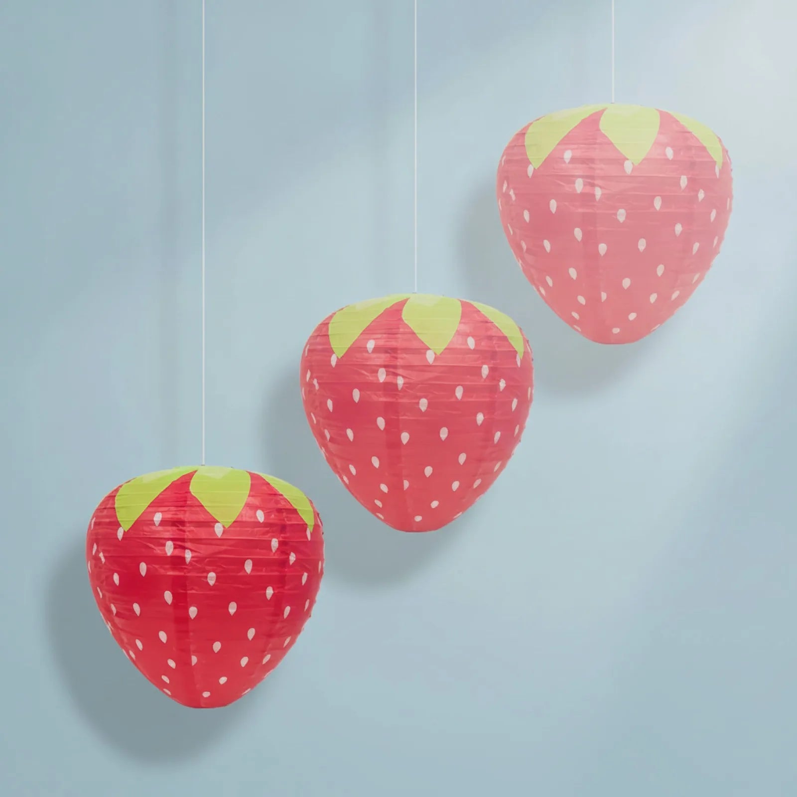Lot de 3 Lanternes Fraise Déco Festive